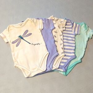 Bundle of 5 Touched by Nature Unisex Baby Organic Cotton Bodysuits